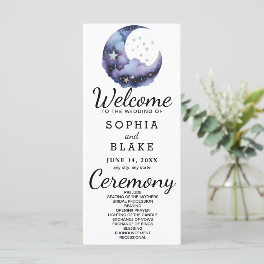 Programme de mariage de la lune de croissant bleu  (Debout devant)