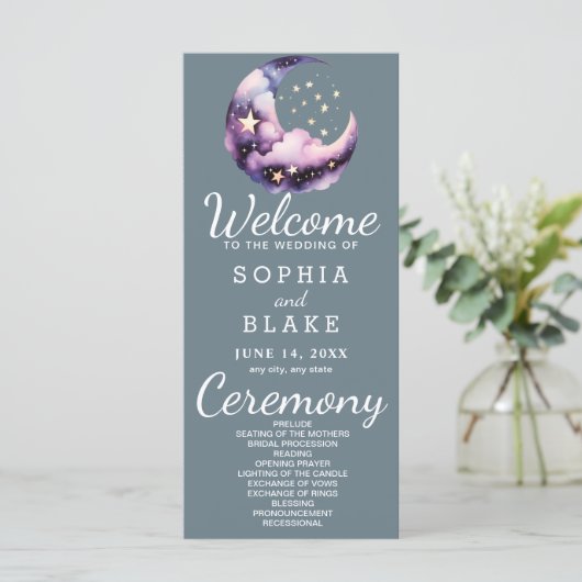 Programme de mariage de la lune de croissant bleu  (Debout devant)