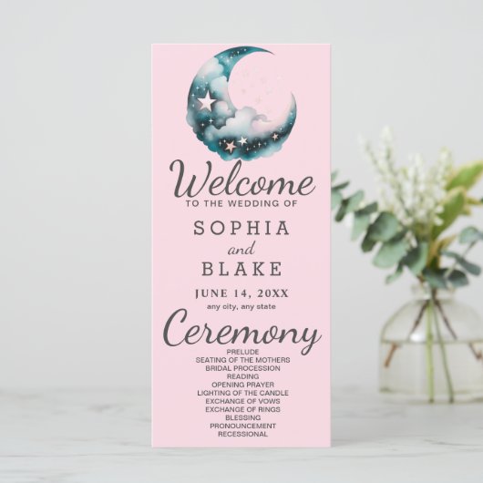 Programme de mariage de la lune de croissant bleu  (Debout devant)