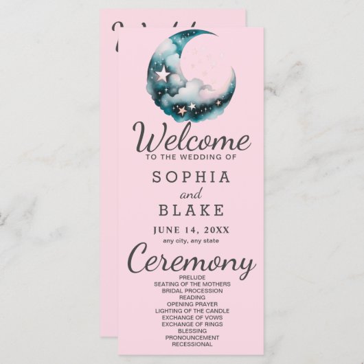 Programme de mariage de la lune de croissant bleu  (Devant / Derrière)