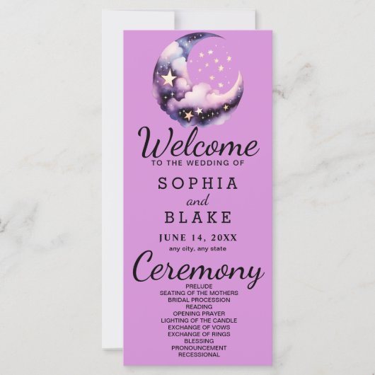 Programme de mariage de la lune de croissant bleu  (Devant)