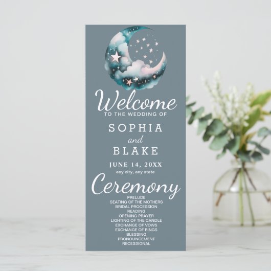 Programme de mariage de la lune de croissant bleu  (Debout devant)