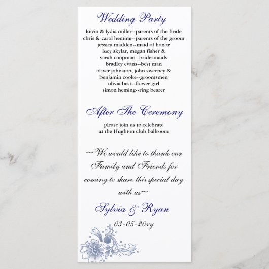 programme de mariage de la marine (Dos)