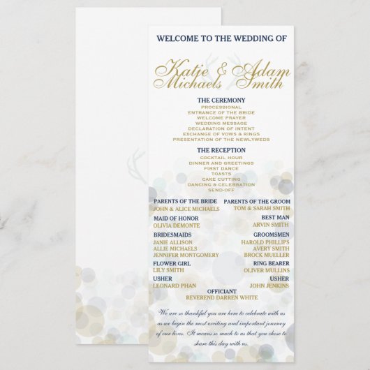 Programme de mariage de la Marine, de l'or et de l (Devant / Derrière)