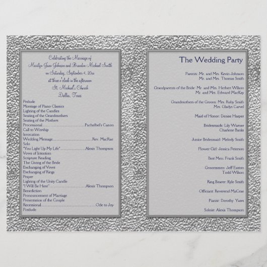 Programme de mariage de la Marine et de l'Eau (Dos)