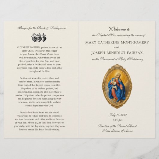 Programme de mariage de la messe latine de Notre-D (Devant)