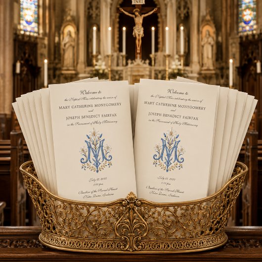 Programme de mariage de la messe latine Monogramme