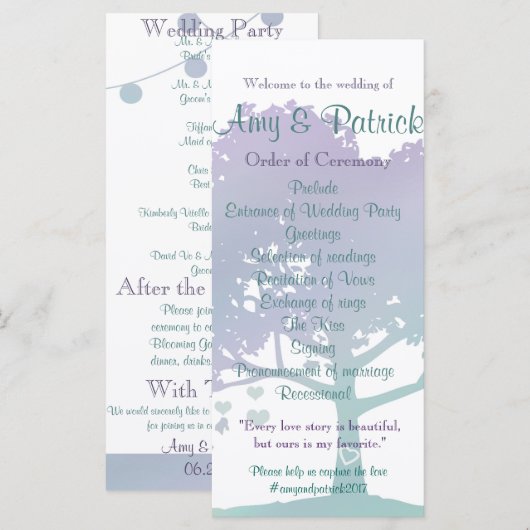 Programme de mariage de la monnaie de lavande Docu (Devant / Derrière)