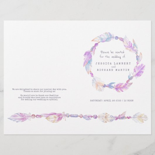 Programme de mariage de la plume d'eau violet (Devant)