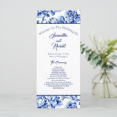 Programme de mariage de la toile florale bleue et (Debout devant)