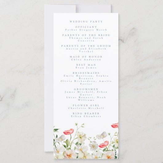 Programme de mariage de l'aquarelle Spring Peony (Dos)