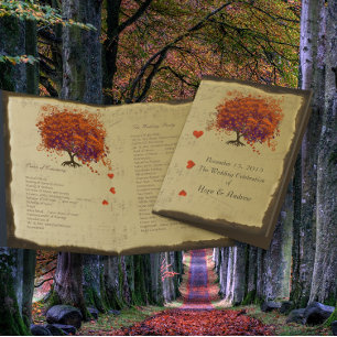 Programme de mariage de l'arbre à feuilles cœur or