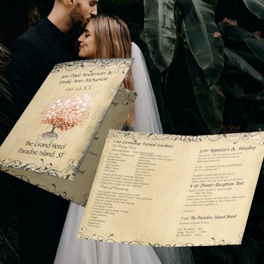 Programme de mariage de l'arbre à feuilles en cœur
