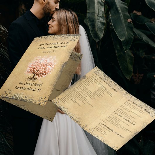 Programme de mariage de l'arbre à feuilles en cœur