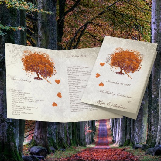 Programme de mariage de l'arbre à feuilles en cœur