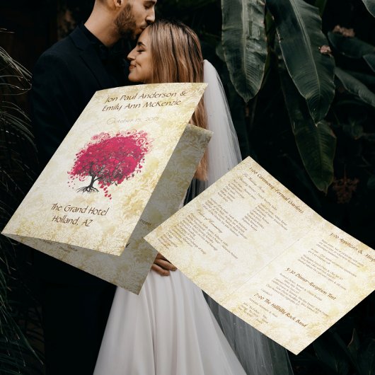 Programme de mariage de l'arbre à feuilles en form