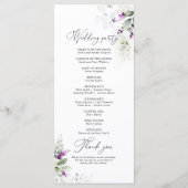 Programme de mariage de lavande verte pourpre (Dos)