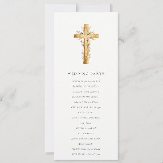 Programme de mariage de l'Église catholique simple (Dos)