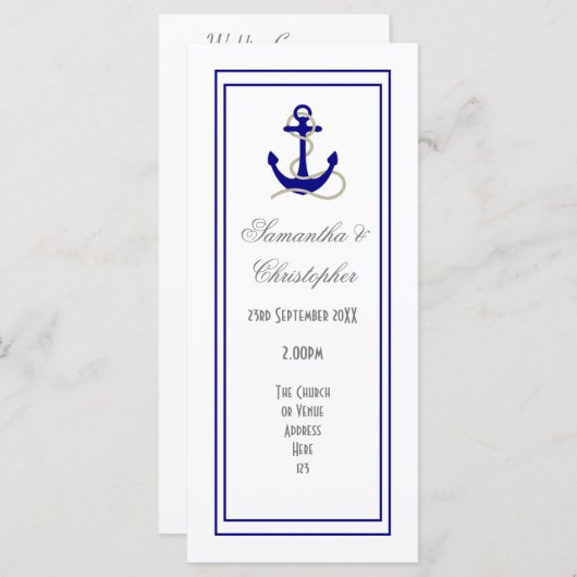 Programme de mariage de l'église d'ancrage nautiqu (Devant / Derrière)