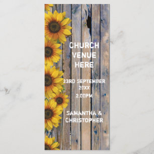 Programme de mariage de l'église de tournesol jaun