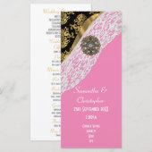 Programme de mariage de l'église en dentelle rose (Devant / Derrière)