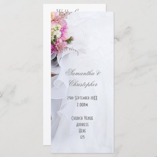 Programme de mariage de l'église mariage rose (Devant / Derrière)