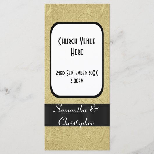 Programme de mariage de l'église noire et or (Devant)