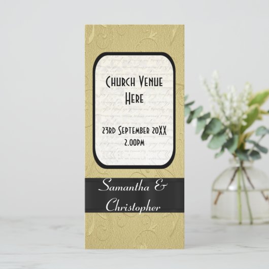 Programme de mariage de l'église noire et or (Debout devant)