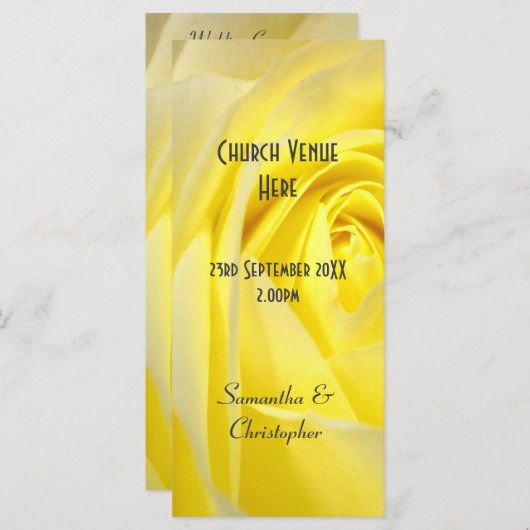 Programme de mariage de l'église rose jaune clair (Devant / Derrière)