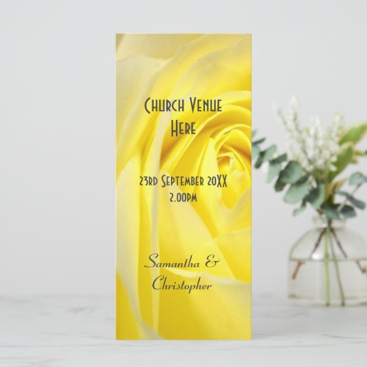 Programme de mariage de l'église rose jaune clair (Debout devant)