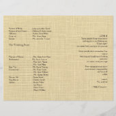 Programme de mariage de lin crème et de palmiers b (Dos)