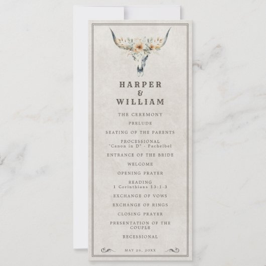 Programme de mariage de longhorn occidental (Devant)