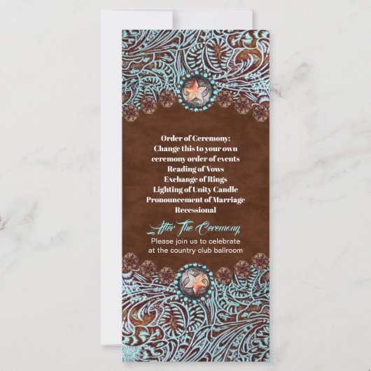 programme de mariage de l'ouest de cowboy brun tur (Dos)