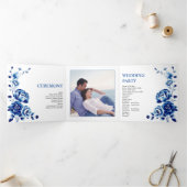 Programme de mariage de mariée à fleurs bleues (Intérieur)