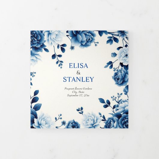 Programme de mariage de mariée à fleurs bleues (Protection)