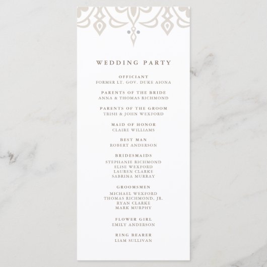 Programme de mariage de Marrakech | Linge gris (Dos)