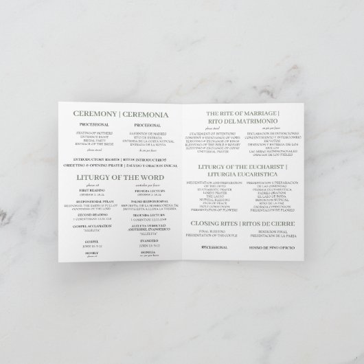 Programme de mariage de masse catholique bilingue, (Intérieur)