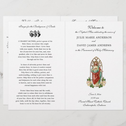 Programme de Mariage de masse catholique latine Sa (Devant / Derrière)