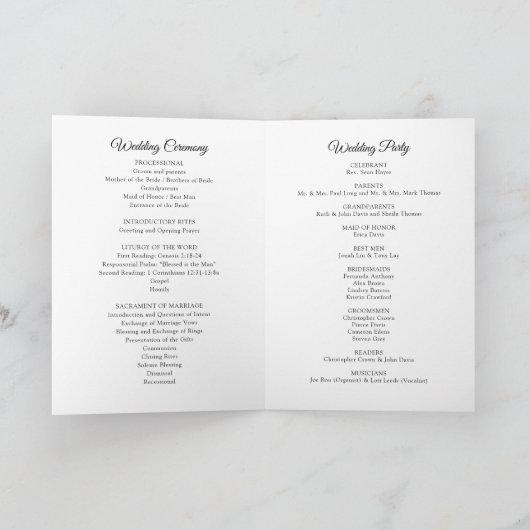 Programme de mariage de masse catholique simple li (Intérieur)