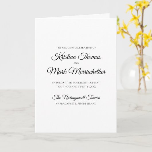 Programme de mariage de masse catholique simple li (Fleur jaune)