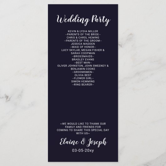 Programme de mariage de monogramme classique de la (Dos)