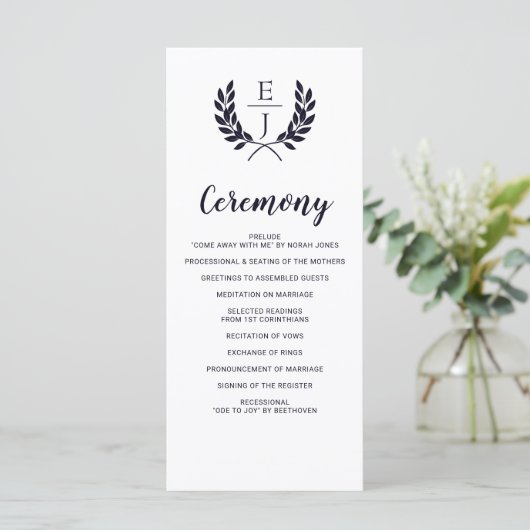 Programme de mariage de monogramme classique de la (Debout devant)