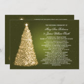 Programme de mariage de Noël élégant or vert (Devant / Derrière)