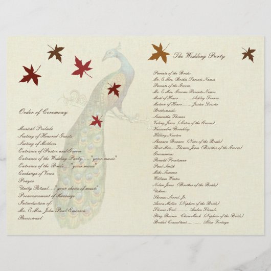 Programme de mariage de paon (Dos)