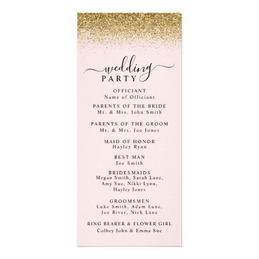 Programme de mariage de Parties scintillant rose e (Dos)