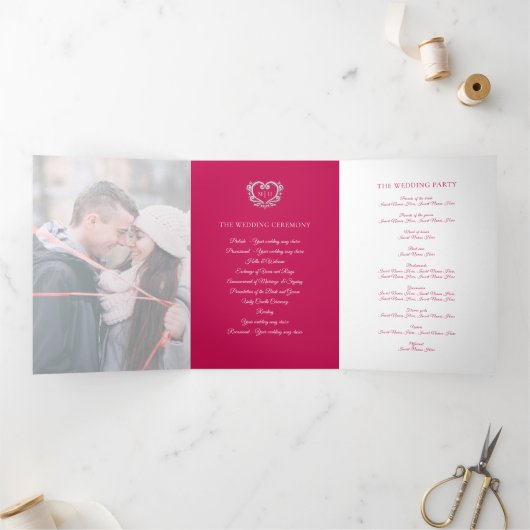 Programme de mariage de photos d'art du coeur mono (Intérieur)