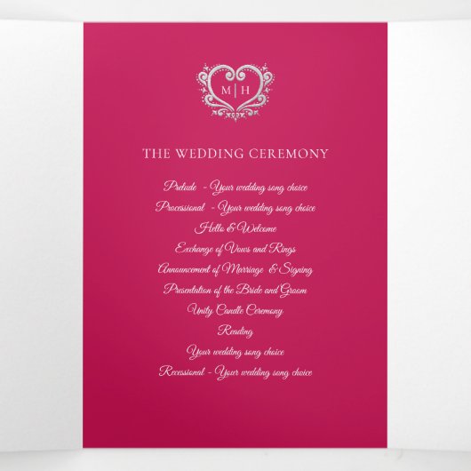 Programme de mariage de photos d'art du coeur mono (Intérieur au milieu)