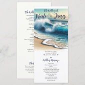 Programme de mariage de plage côtière avec vagues  (Devant / Derrière)