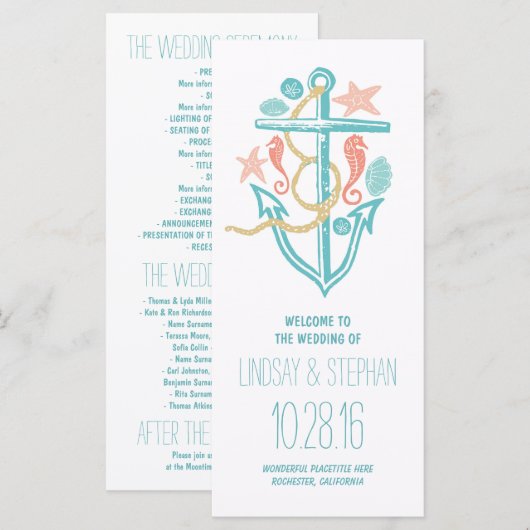 programme de mariage de plage nautique (Devant / Derrière)