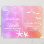 Programme de mariage de plage rose et violet (Devant / Derrière)
